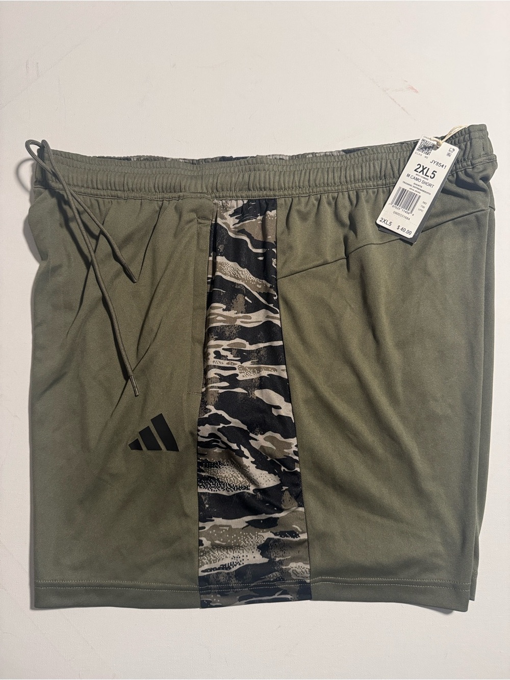 Adidas Training Shorts Mens 2XL Green Camo Zip Pockets 2X